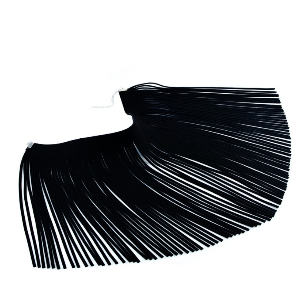 Suede Fringe Bib Necklace Custom Made - Picture 7 of 8